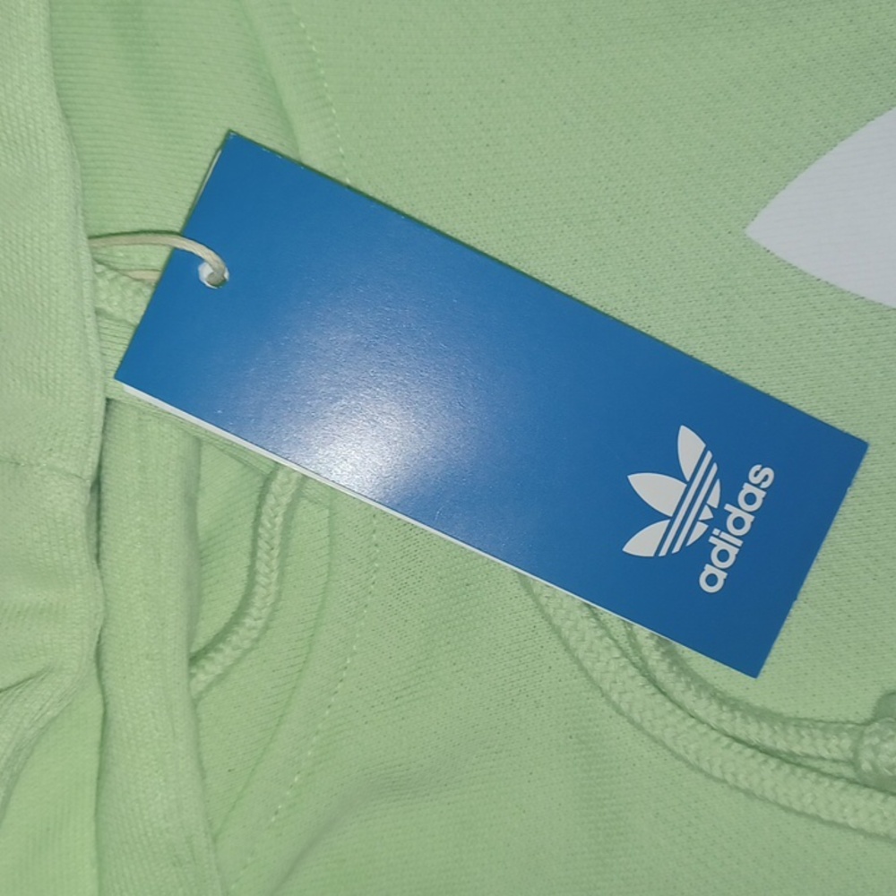Adidas Originals Trefoil Hoodie Semi Green Spark NWT - Picture 3 of 6